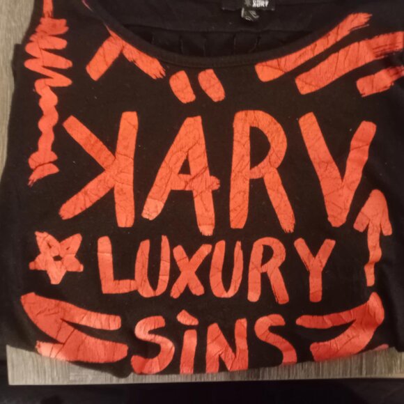 Y2K KARV Tank Top | Slashed Back | Gothic Graphic Print | Size M - Picture 2 of 5